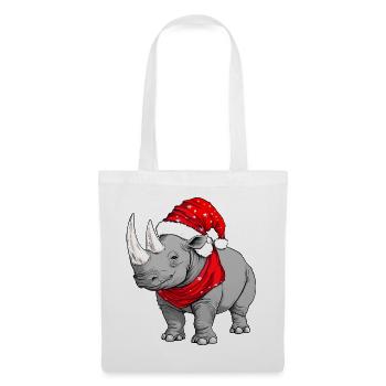 Nashörner Weihnachten / Weihnachtsmann Nashorn - Stoffbeutel - Weiß - Vorne