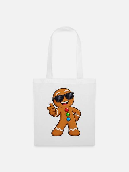 Coole Lebkuchenmann mit Sonnenbrille - Stoffbeutel - Weiß