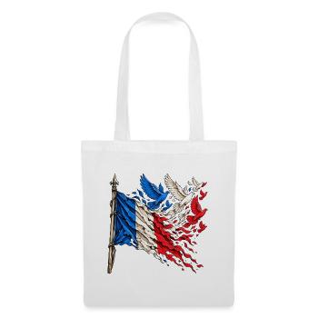 Frankreich Flagge Freiheit & Frieden – Tauben - Stoffbeutel - Weiß - Vorne