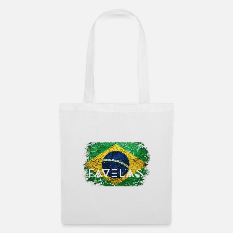 Drapeau des favelas : Des brises en vert et jaune - Sac en tissu - blanc