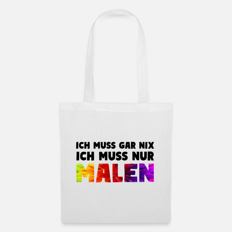 NUR MALEN Maler Kunst Spruch - Stoffbeutel - Weiß