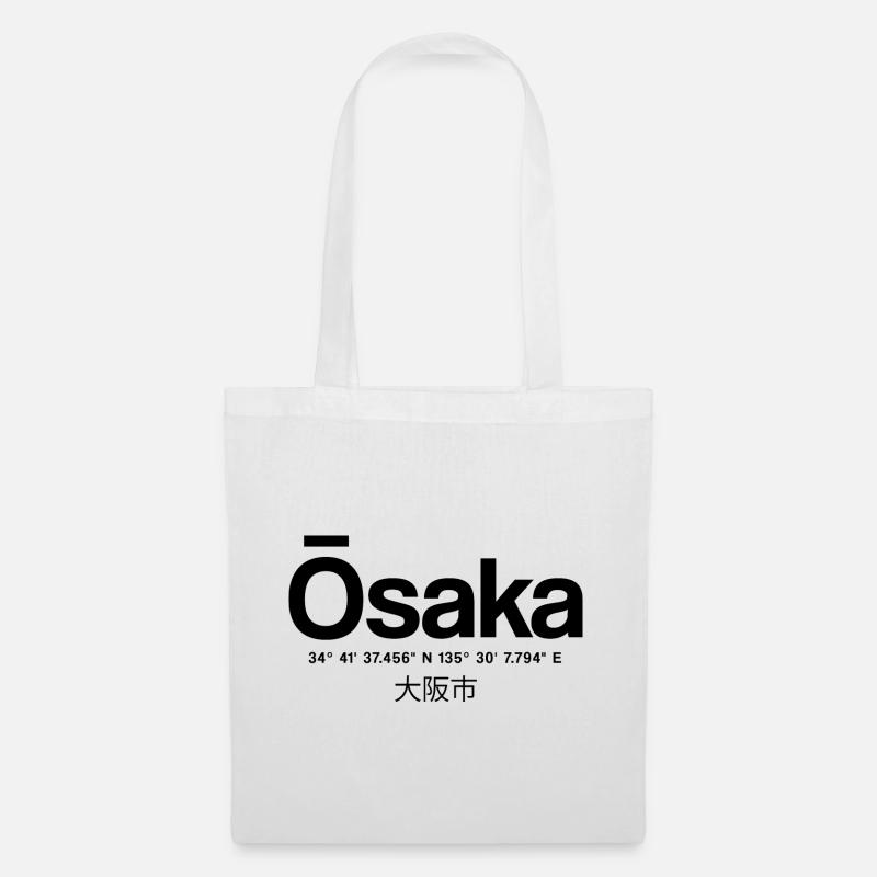 Osaka Japan Typography with Coordinates - Tote Bag - white
