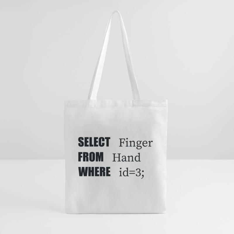 Doigt de sélection à la main, code amusant. Langage des codeurs Sac en tissu