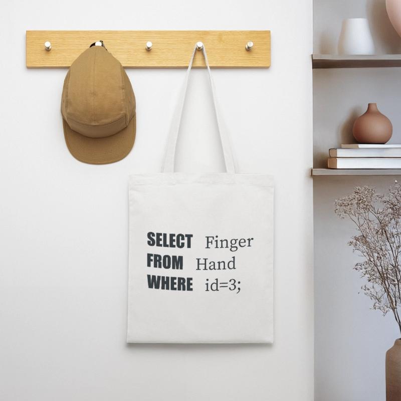 Hand Select Finger, Funny code. Coders Language Tote Bag