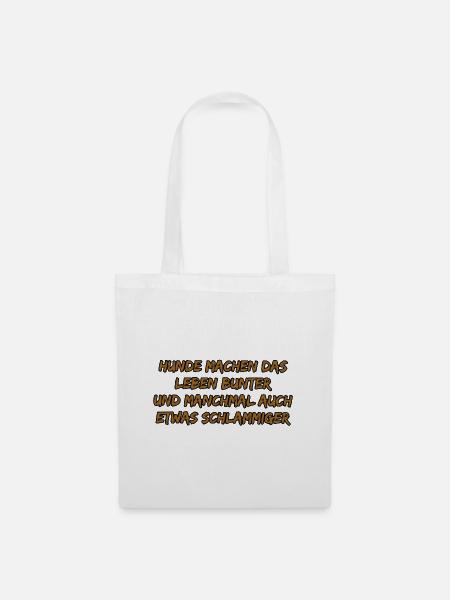 Hundebunte Lebensfreude - Stoffbeutel - Weiß