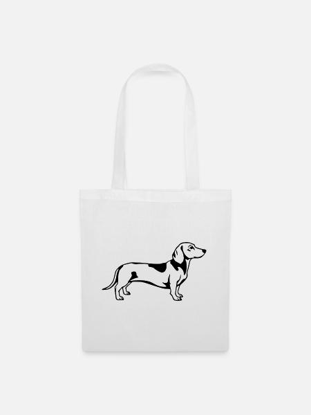 Dachshund schwarz - Stoffbeutel - Weiß