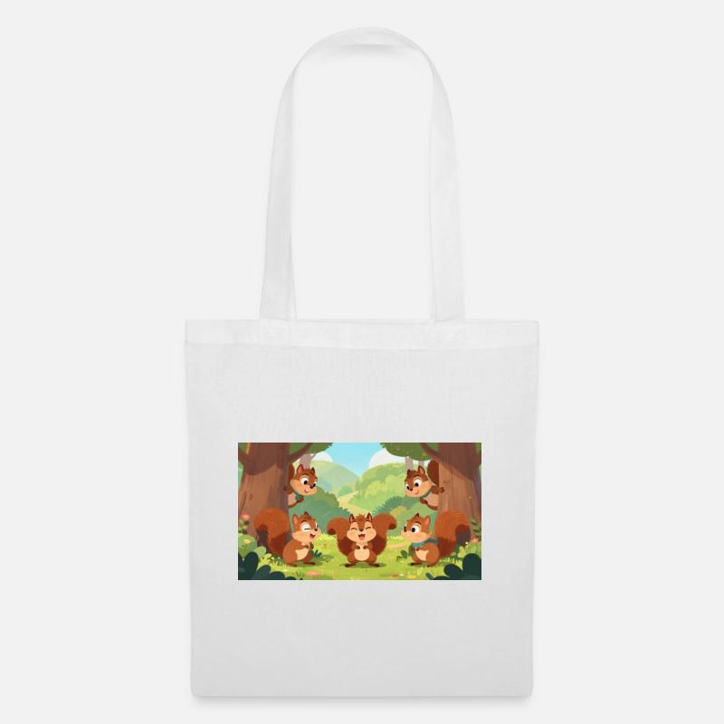 Amis écureuils jouant à cache-cache dans la forêt - Sac en tissu - blanc