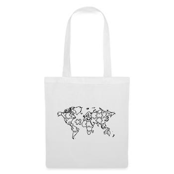  Weltkarte Puzzle Erde Global - Stoffbeutel - Weiß - Vorne