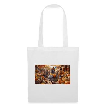 Cute Pigeon with Pumpkin at Autumn Market - Tote Bag - white - Front