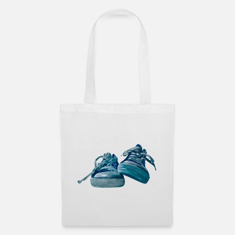 Blaues Sneaker-Design - Stoffbeutel - Weiß