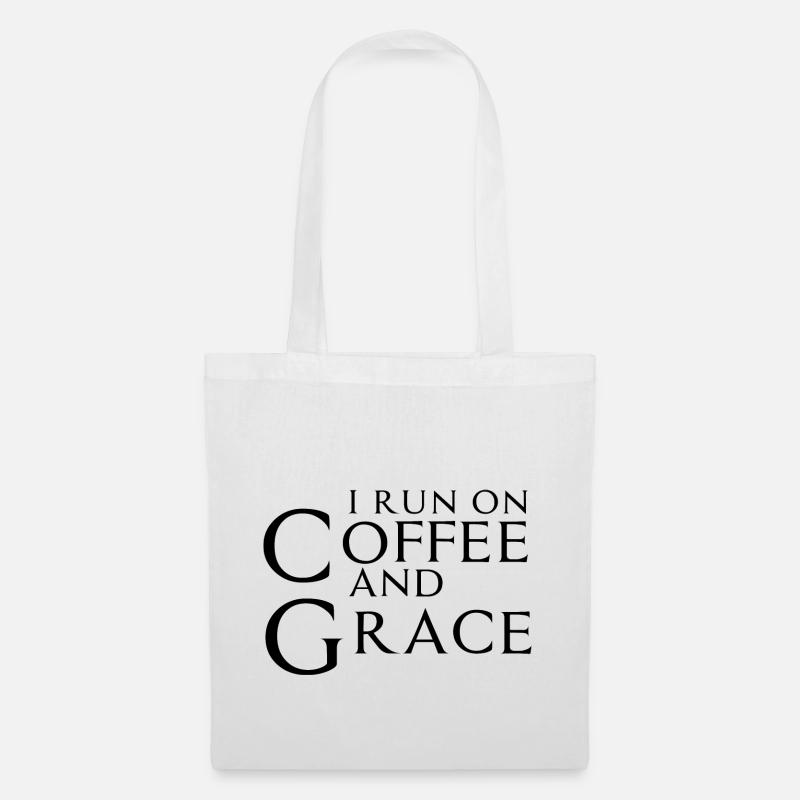 I Run On Coffee And Grace 3 - Stoffbeutel - Weiß