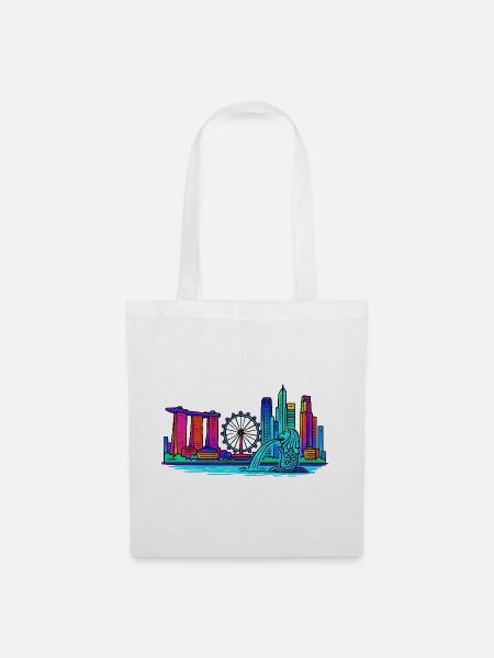 Singapur Skyline - Stoffbeutel - Weiß
