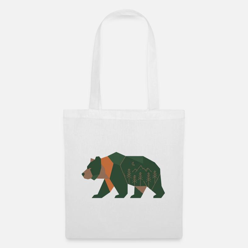 Geometric Forest Bear Moonlight - Tote Bag - white