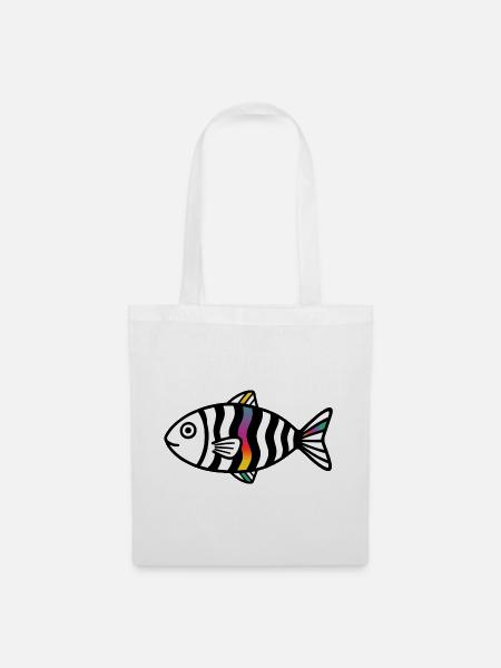 Abstrakter Fisch | Modernes Meeresmotiv  - Stoffbeutel - Weiß