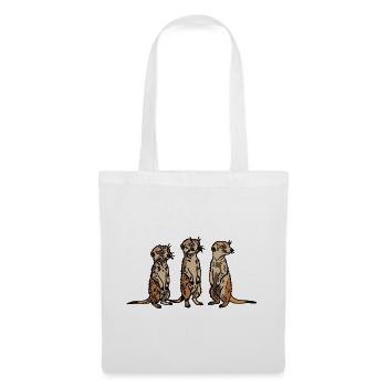 Niedliches, handgezeichnetes Erdmännchen-Trio-Design - Stoffbeutel - Weiß - Vorne