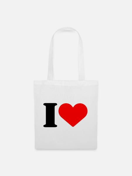 I LOVE - Stoffbeutel - Weiß