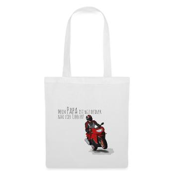 Cooler Papa mit Motorrad - Biker Daddy - Stoffbeutel - Weiß - Vorne