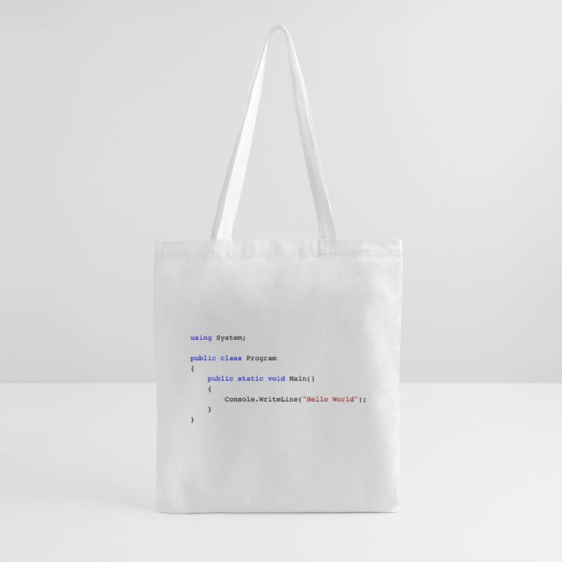 C# .NET Code Hello World Programmierer Geschenk Stoffbeutel