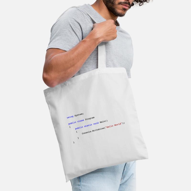C# .NET Code Hello World Programmierer Geschenk Stoffbeutel