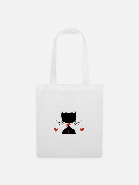 schwarze katze - Stoffbeutel - Weiß