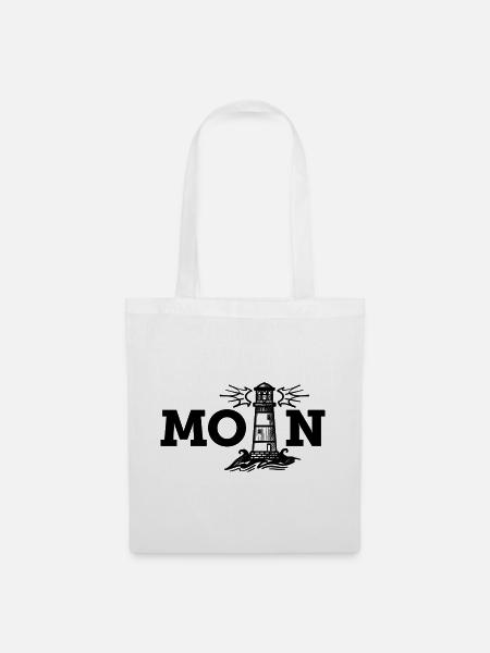 Moin (Typo/Leuchtturm - Stoffbeutel - Weiß