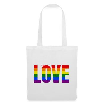 LOVE Rainbow Statement – Bold Equality Message - Stoffbeutel - Weiß - Vorne