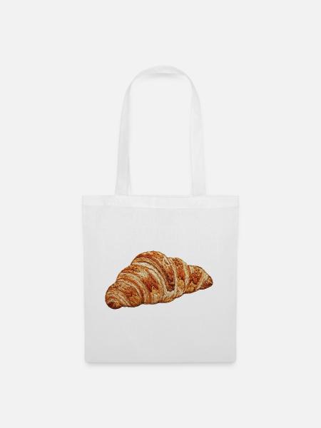Croissant im bestickten Look (bedruckt) - Stoffbeutel - Weiß