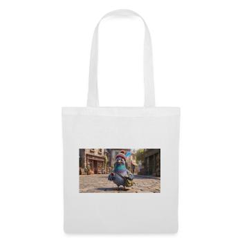 Traveler Pigeon in Beanie exploring European Town - Tote Bag - white - Front
