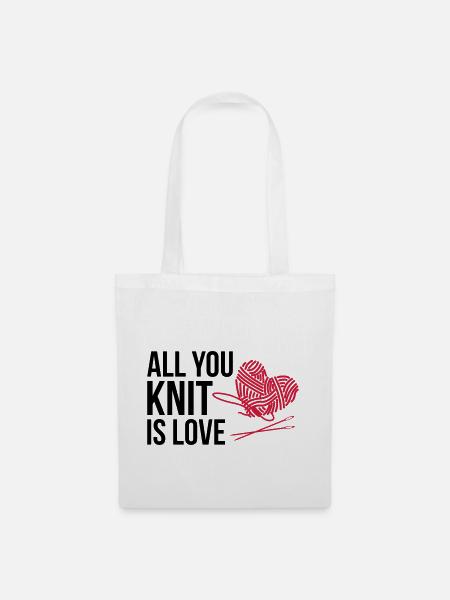 All you knit is love - Stoffbeutel - Weiß