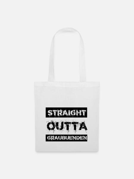 Straight Outta Graubünden Geschenk Stadt - Stoffbeutel - Weiß