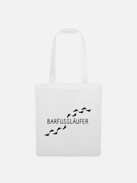 Barfußläufer; für Läufer die barfuß laufen - Stoffbeutel - Weiß