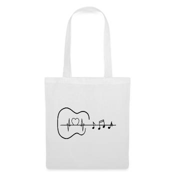 Gitarre mit Herzschlag und Noten * - Stoffbeutel - Weiß - Vorne