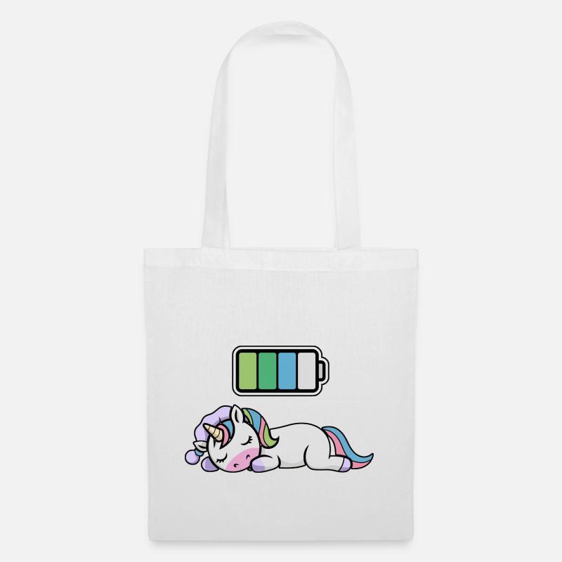 Unicorn Sleeping Recharging Night Bedtime - Stoffbeutel - Weiß