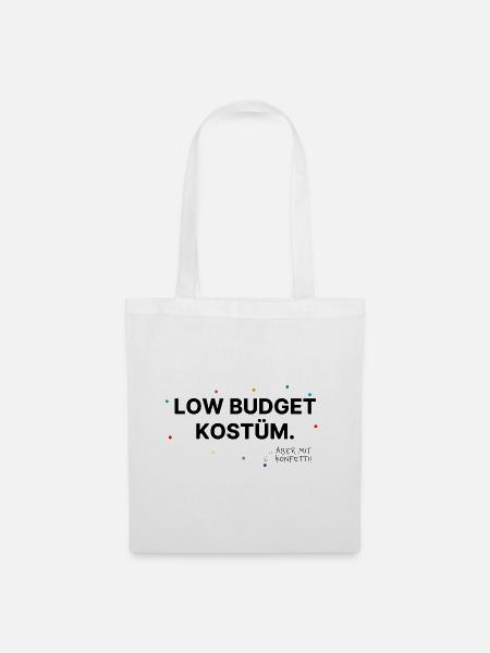 Low Budget Kostüm mit Konfetti – Anti Fasching - Stoffbeutel - Weiß
