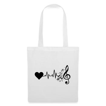 Musik Herzschlag Notenschlüssel Schwarz Symbol - Stoffbeutel - Weiß - Vorne