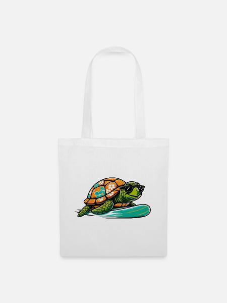 Hawaiianische Schildkröte Surfbrett - Stoffbeutel - Weiß