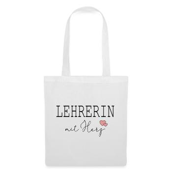 Lehrerin mit Herz - Stoffbeutel - Weiß - Vorne