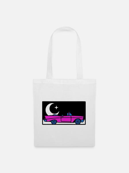 Retro 80s Cabrio Grafik - Stoffbeutel - Weiß