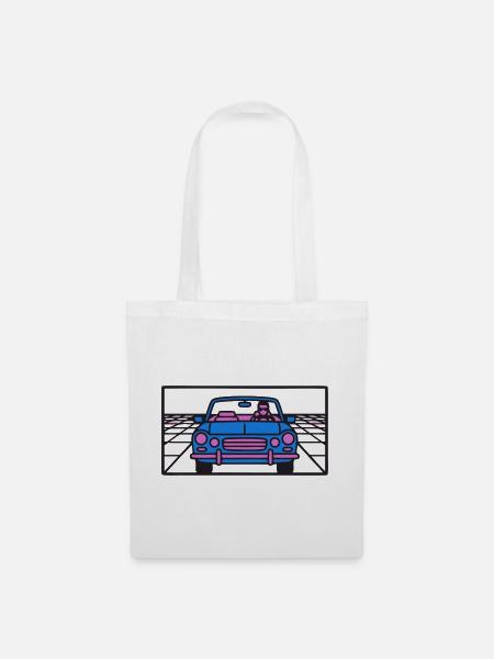 Retro Auto Miami Logo - Stoffbeutel - Weiß
