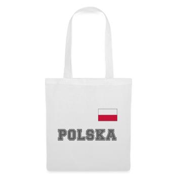 Polen Trikot Look – POLSKA mit Fahne bzw. Flagge - Stoffbeutel - Weiß - Vorne