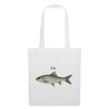 Fih – minimalistischer Fisch - Stoffbeutel - Weiß - Vorne