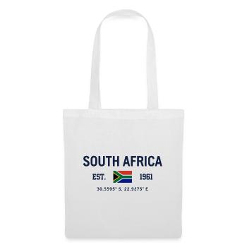 South Africa - Südafrika - Flagge - Koordinaten - Stoffbeutel - Weiß - Vorne
