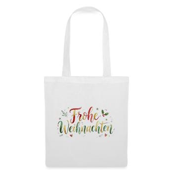 Frohe Weihnachten Schriftzug - Handschrift - Stoffbeutel - Weiß - Vorne