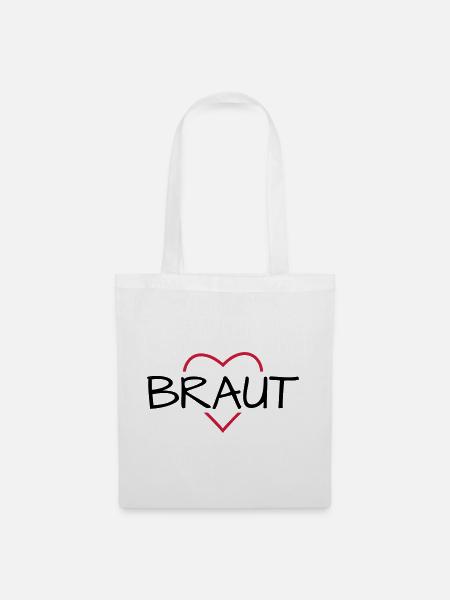 Braut Herz JunggesellinnenabschiedHochzeit - Stoffbeutel - Weiß