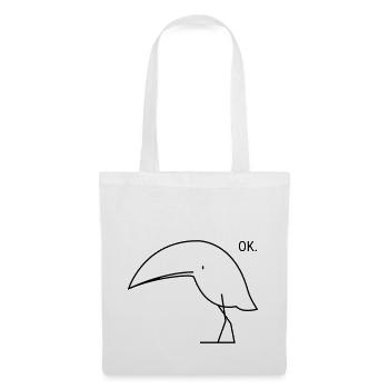 Drôle ok oiseau - Sac en tissu - blanc - Devant
