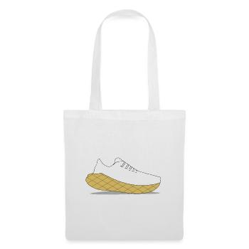 Gelbe Gitter-Sohle Sneaker - Stoffbeutel - Weiß - Vorne