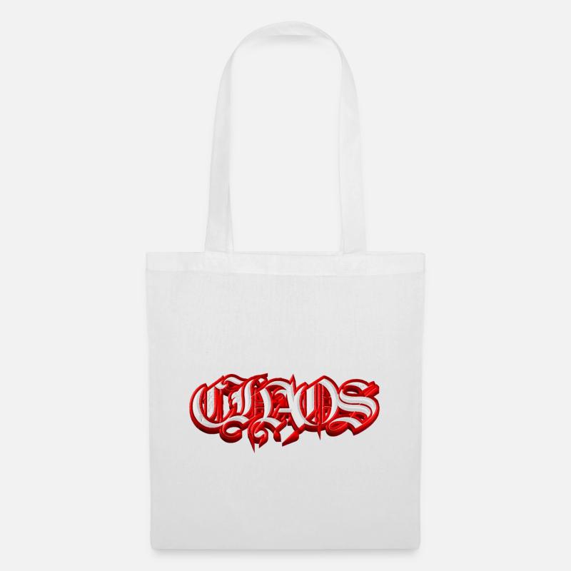 CHAOS – Gothic Fraktur 3D Typography - Stoffbeutel - Weiß