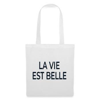 La Vie Est Belle Schriftzug - Stoffbeutel - Weiß - Vorne