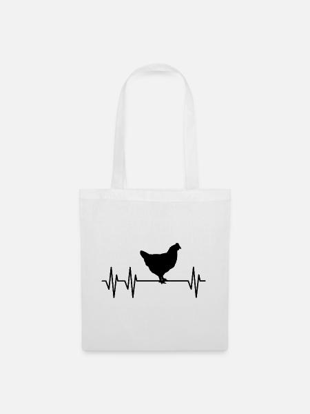 Huhn Herzschlag - Stoffbeutel - Weiß