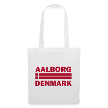 Aalborg-Dänemark-Flaggenmotiv - Stoffbeutel - Weiß - Vorne